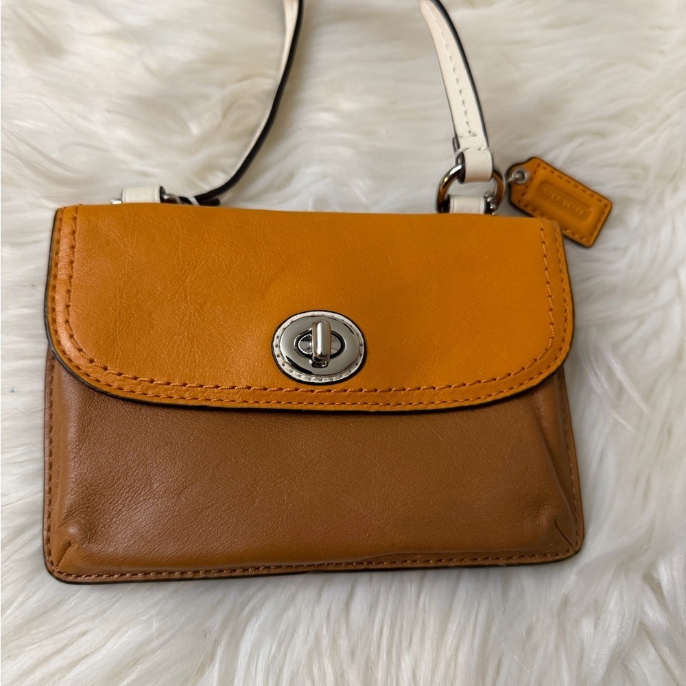 Coach Yellow and Brown Leather Crossbody Bag - Picture 6 of 9
